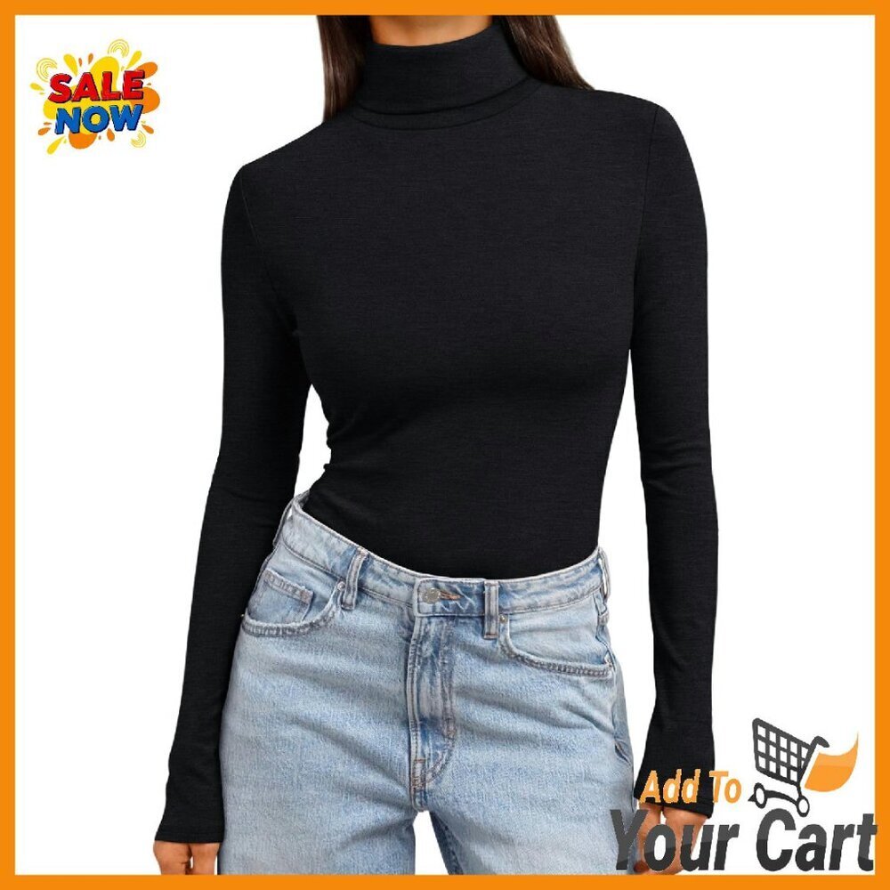 Women's Thermal Turtleneck Top Long Sleeve Slim Fit Rayon Spandex